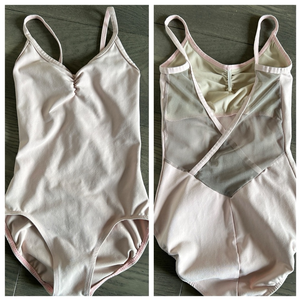 AinslieWear Pink Women's Leotard w/Grey Mesh Back